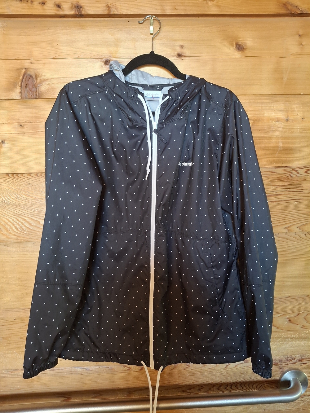 Columbia Women's Black Polka Dot Packable Rain Jacket